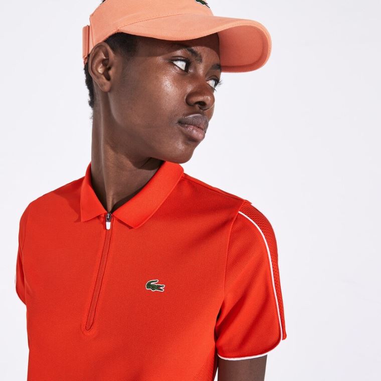 Lacoste SPORT Åndbar Zip-Up Polo Shirt Rød Hvide | eyju1VRl