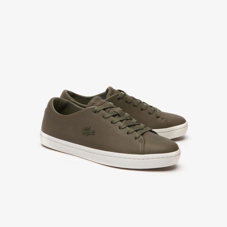 Lacoste Showcourt 2.0 Læder Sneakers Mørkekhaki Hvide | NpelkdAL