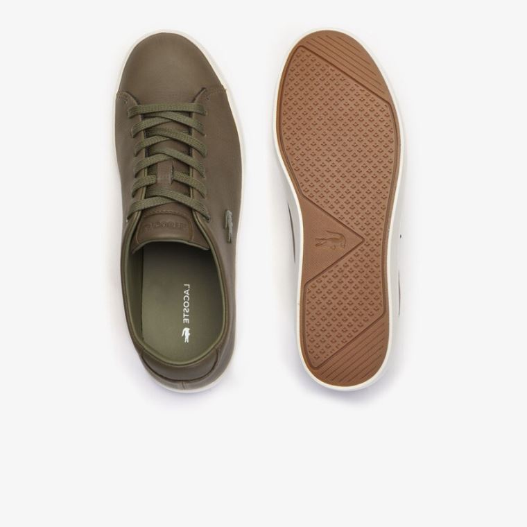 Lacoste Showcourt 2.0 Læder Sneakers Mørkekhaki Hvide | NpelkdAL