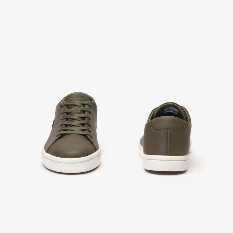 Lacoste Showcourt 2.0 Læder Sneakers Mørkekhaki Hvide | NpelkdAL