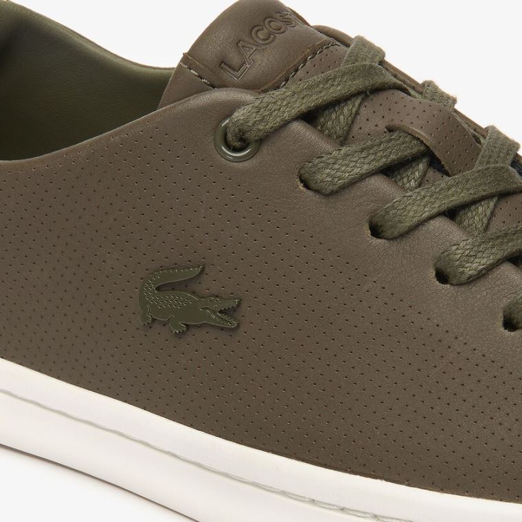 Lacoste Showcourt 2.0 Læder Sneakers Mørkekhaki Hvide | NpelkdAL