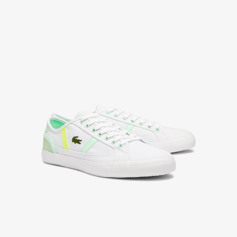 Lacoste Sideline Canvas Sneakers Hvide Lysegrøn | XbKaB6lX