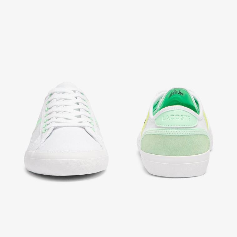 Lacoste Sideline Canvas Sneakers Hvide Lysegrøn | XbKaB6lX