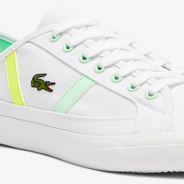 Lacoste Sideline Canvas Sneakers Hvide Lysegrøn | XbKaB6lX