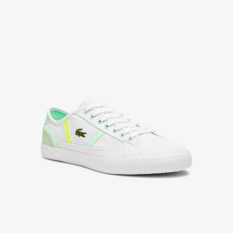 Lacoste Sideline Canvas Sneakers Hvide Lysegrøn | XbKaB6lX