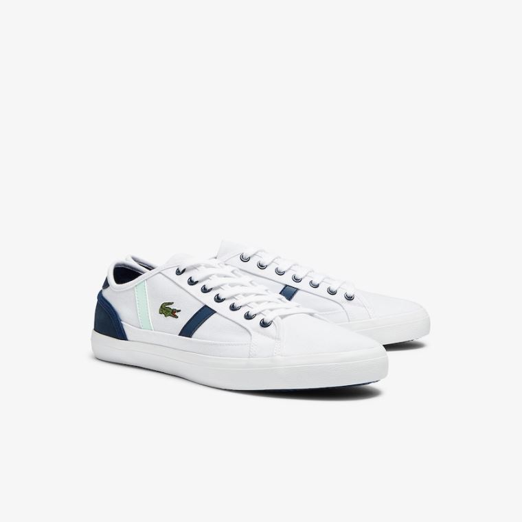 Lacoste Sideline Canvas Sneakers Hvide Mørkeblå | 76g9Kp9R