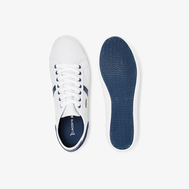 Lacoste Sideline Canvas Sneakers Hvide Mørkeblå | 76g9Kp9R