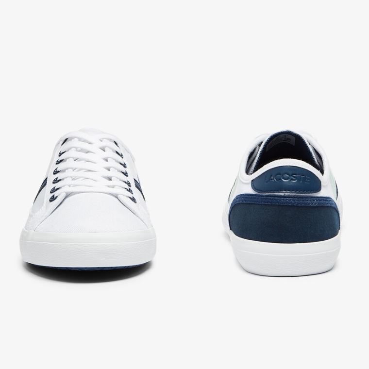 Lacoste Sideline Canvas Sneakers Hvide Mørkeblå | 76g9Kp9R