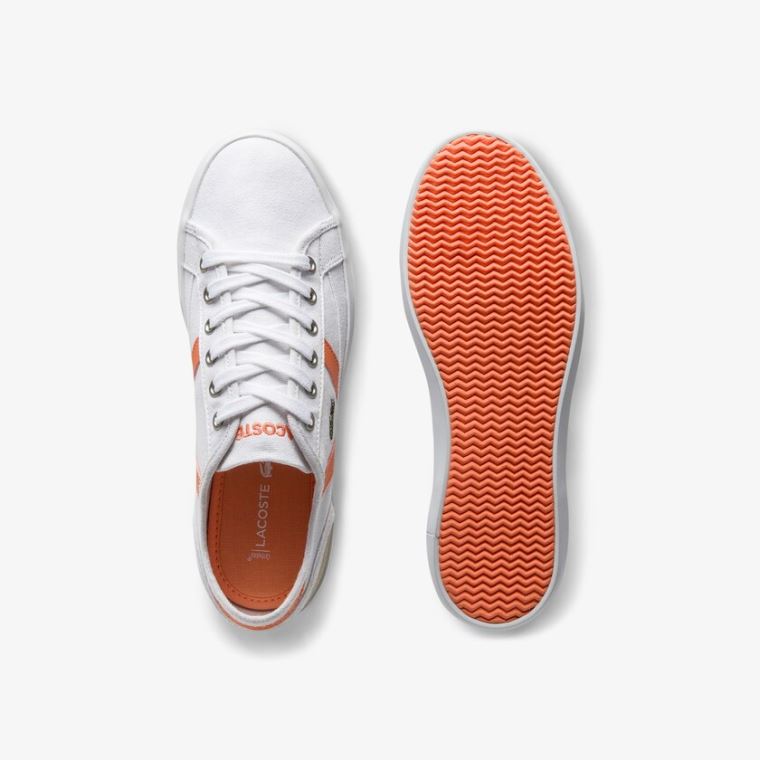 Lacoste Sideline Canvas and Ruskind Sneakers Hvide Orange | cZkl8tV7