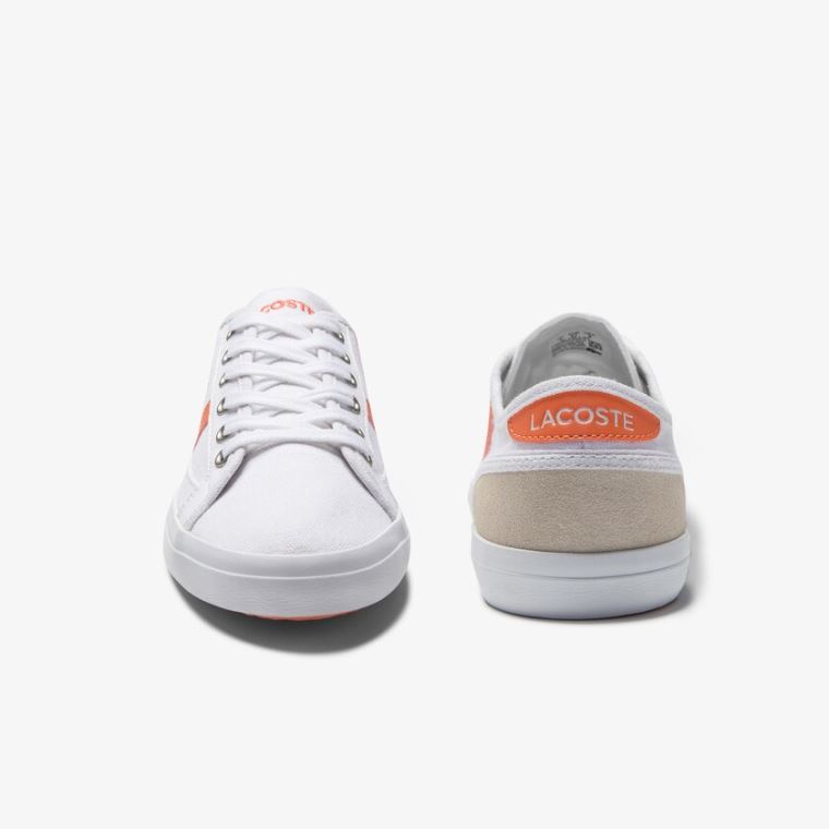 Lacoste Sideline Canvas and Ruskind Sneakers Hvide Orange | cZkl8tV7