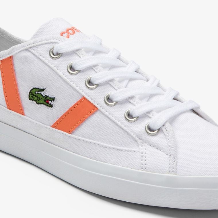 Lacoste Sideline Canvas and Ruskind Sneakers Hvide Orange | cZkl8tV7