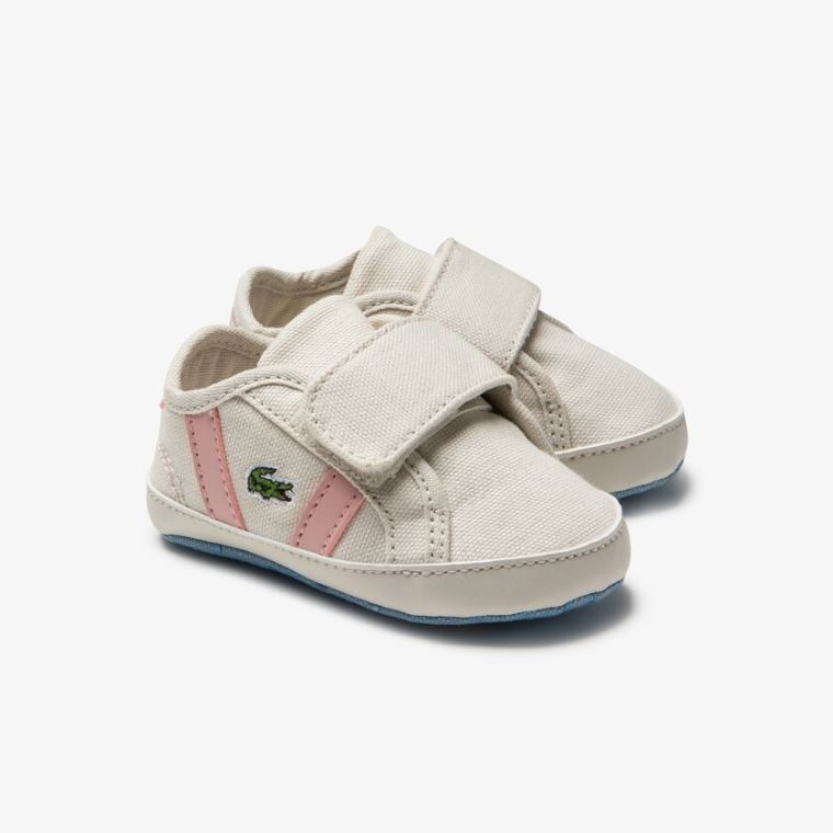 Lacoste Sideline Crib Canvas Sneakers Hvide Lyselyserød | DoWe7gNc