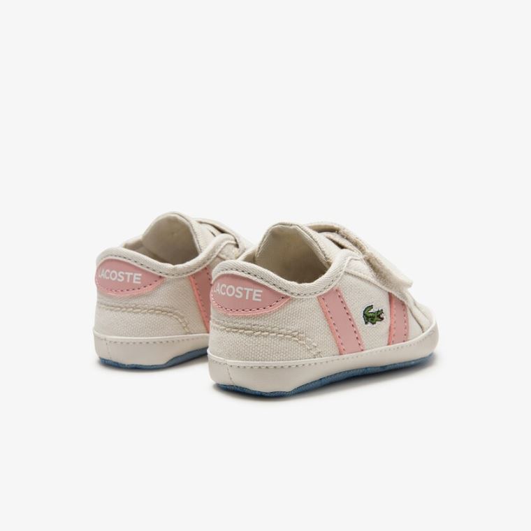 Lacoste Sideline Crib Canvas Sneakers Hvide Lyselyserød | DoWe7gNc