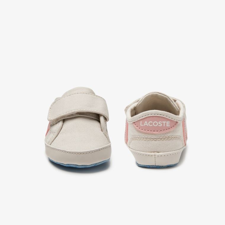 Lacoste Sideline Crib Canvas Sneakers Hvide Lyselyserød | DoWe7gNc