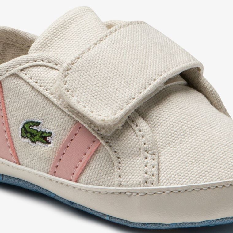 Lacoste Sideline Crib Canvas Sneakers Hvide Lyselyserød | DoWe7gNc