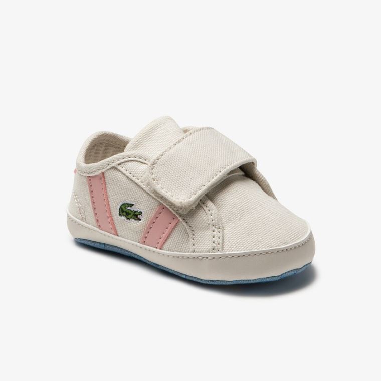 Lacoste Sideline Crib Canvas Sneakers Hvide Lyselyserød | DoWe7gNc