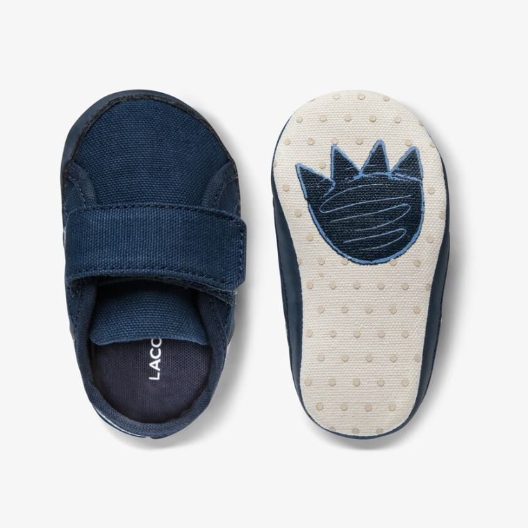 Lacoste Sideline Crib Canvas Sneakers Mørkeblå | icEGZMYF