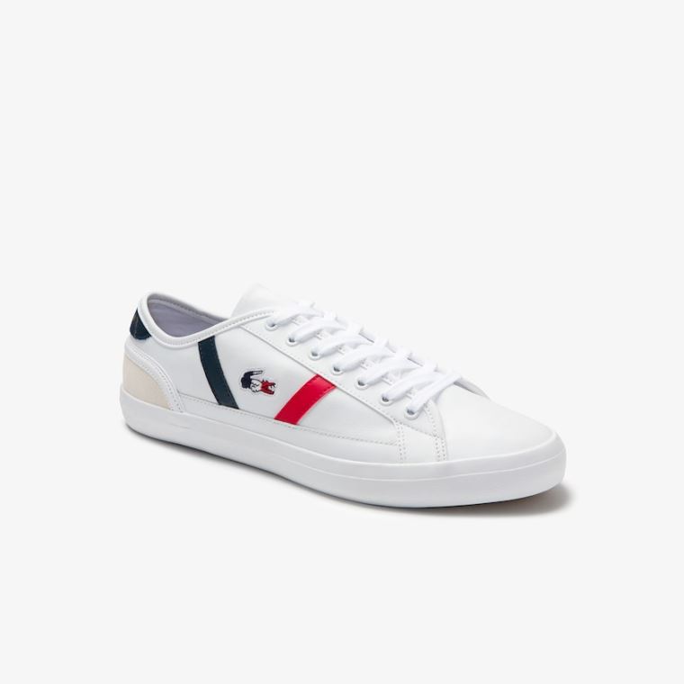 Lacoste Sideline Læder Tricolore Sneakers Hvide Beige | aGhaJAN7