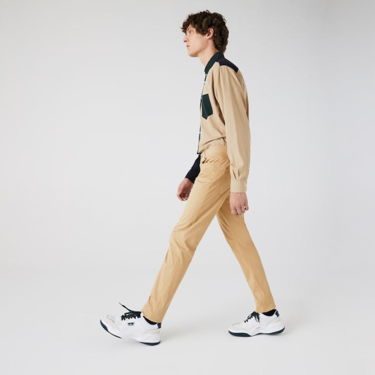 Lacoste Slim Fit 5-Pocket Stretch Bomulds Pants Beige | qXAKTZVd