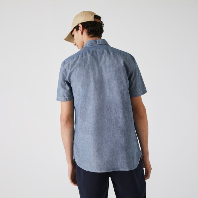 Lacoste Slim Fit Bomulds Chambray Shirt Blå | 5oa81Eaa