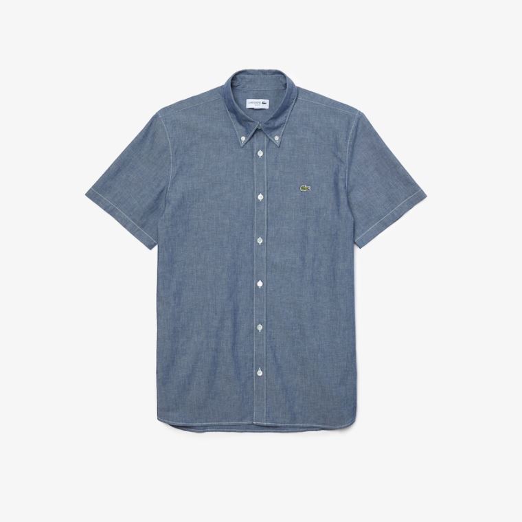 Lacoste Slim Fit Bomulds Chambray Shirt Blå | 5oa81Eaa