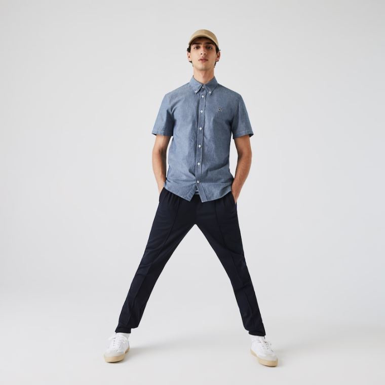 Lacoste Slim Fit Bomulds Chambray Shirt Blå | 5oa81Eaa