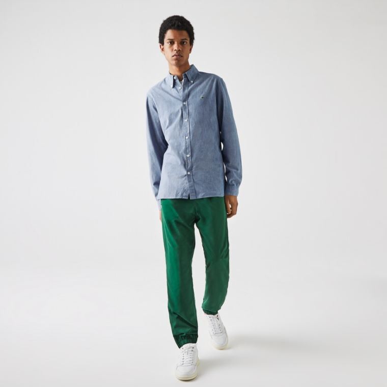 Lacoste Slim Fit Bomulds Chambray Shirt Blå | uAXP2IdS