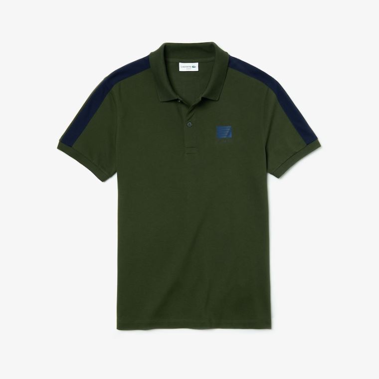 Lacoste Slim Fit Bomulds Mini Piqué Polo Khaki Grøn Mørkeblå Blå | bkohIuiY