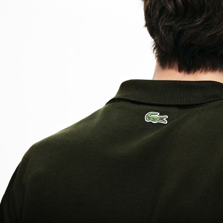 Lacoste Slim Fit Bomulds Mini Piqué Polo Khaki Grøn Mørkeblå Blå | bkohIuiY