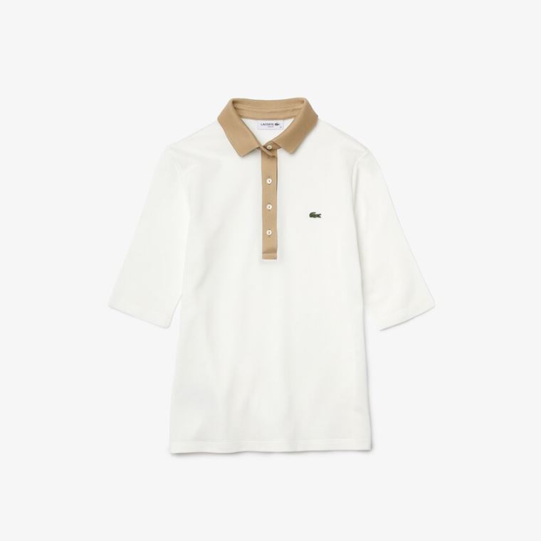 Lacoste Slim Fit Bomulds Polo Shirt Hvide Beige | ZnaFftvB