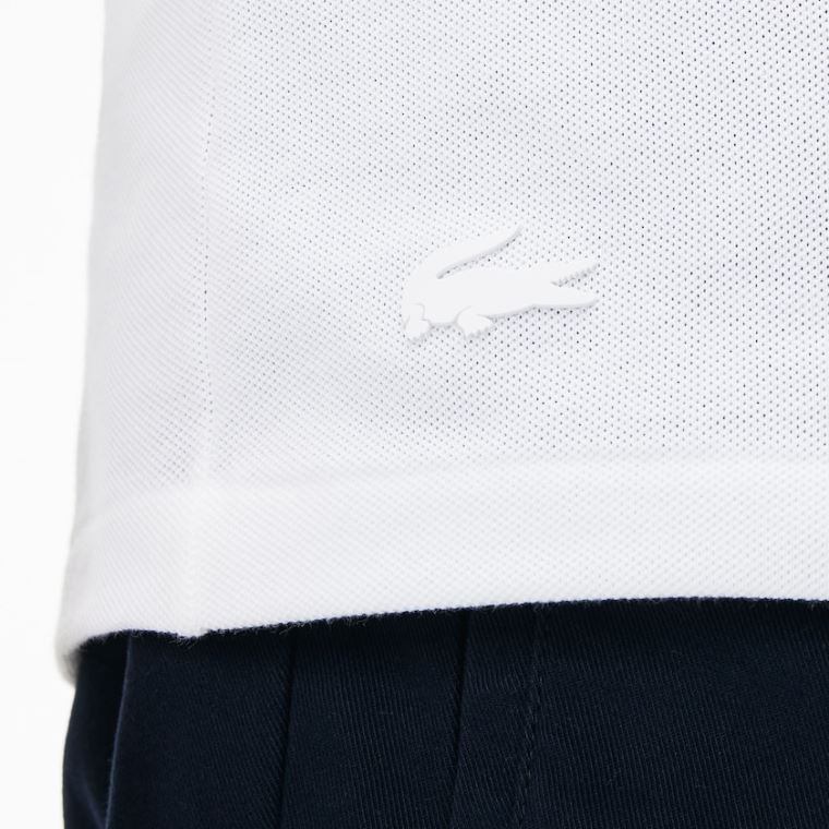 Lacoste Slim Fit Lettering Stretch Mini Piqué Polo Hvide Mørkeblå Blå | FttgAG2d