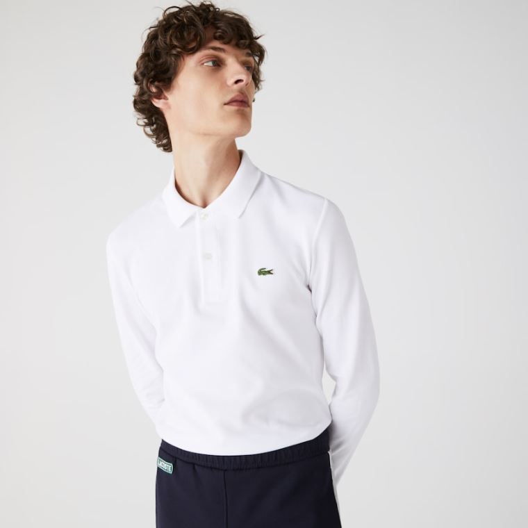 Lacoste Slim Fit Petit Piqué Polo Hvide | L22NpbI8