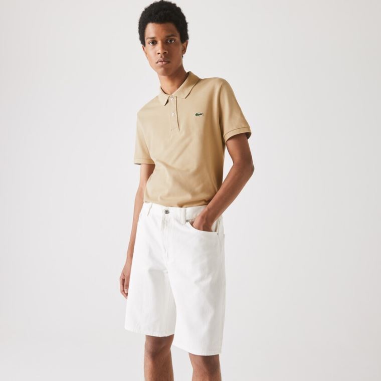 Lacoste Slim Fit Polo in Petit Piqué Beige | pmzKNTCs