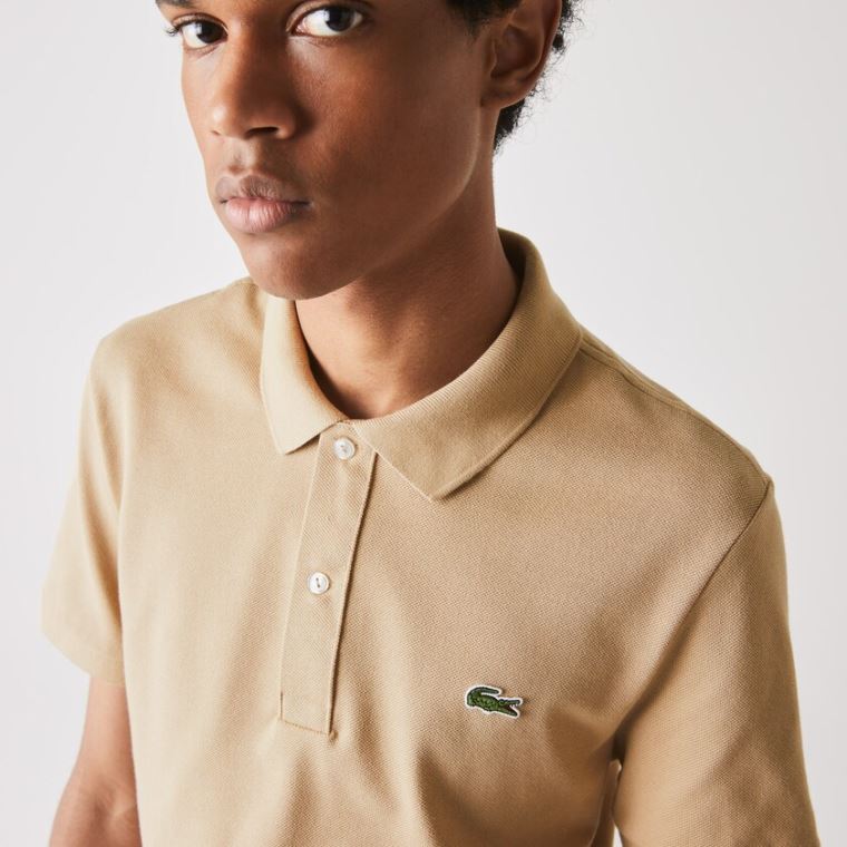 Lacoste Slim Fit Polo in Petit Piqué Beige | pmzKNTCs