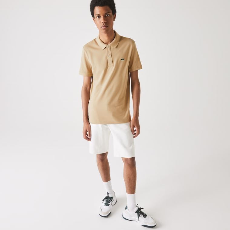 Lacoste Slim Fit Polo in Petit Piqué Beige | pmzKNTCs