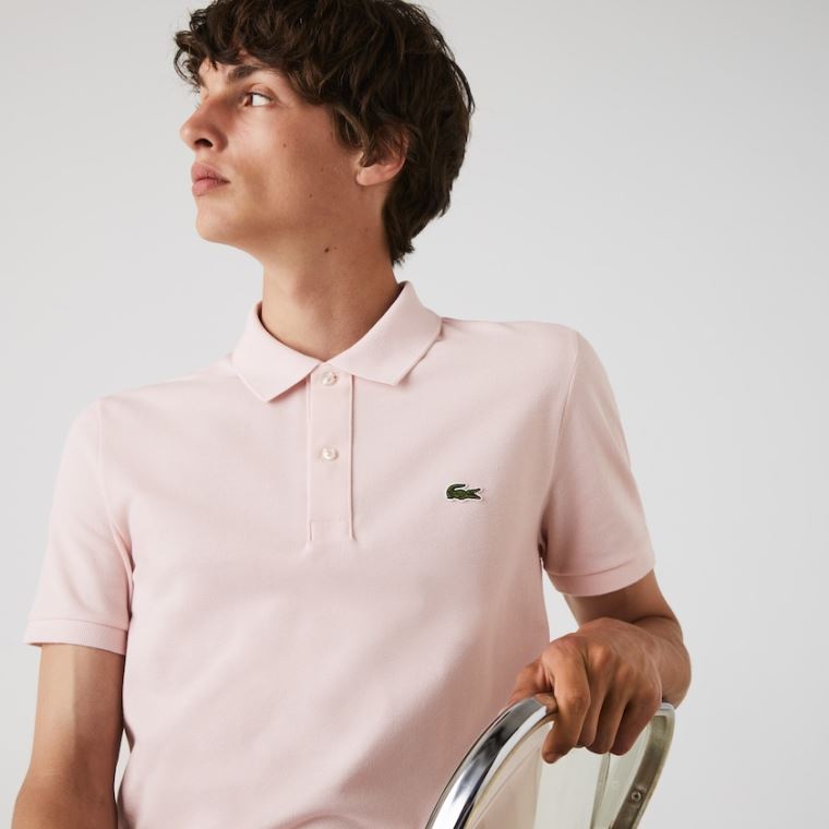 Lacoste Slim Fit Polo in Petit Piqué Lyselyserød | UKQhGeN4