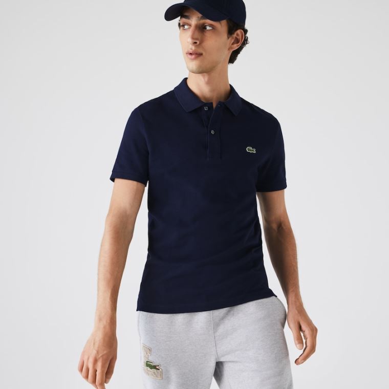 Lacoste Slim Fit Polo in Petit Piqué Mørkeblå Blå | SvTi4kGr