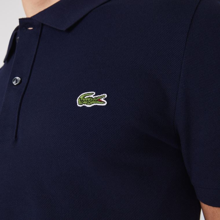 Lacoste Slim Fit Polo in Petit Piqué Mørkeblå Blå | SvTi4kGr