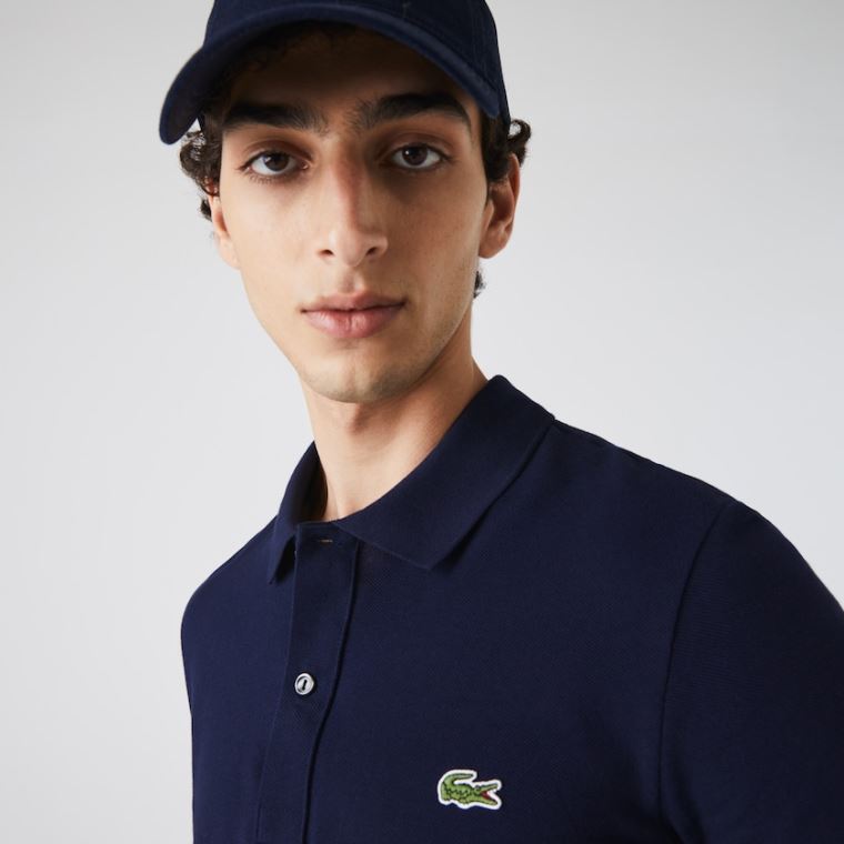 Lacoste Slim Fit Polo in Petit Piqué Mørkeblå Blå | SvTi4kGr