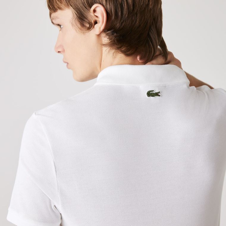 Lacoste Slim Fit Solid Bomulds Piqué Polo With Badge Hvide | IOrlhof9