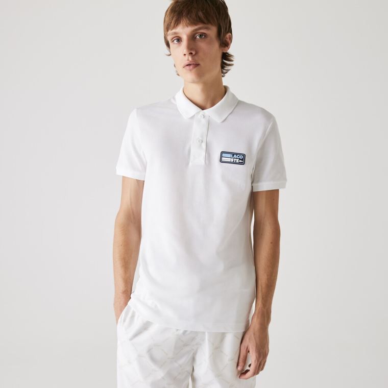 Lacoste Slim Fit Solid Bomulds Piqué Polo With Badge Hvide | IOrlhof9