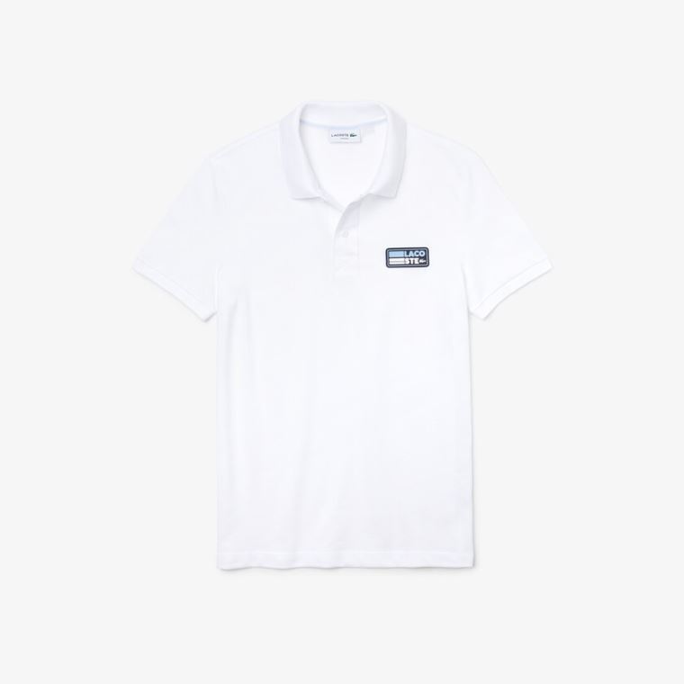 Lacoste Slim Fit Solid Bomulds Piqué Polo With Badge Hvide | Q4NqOrhD