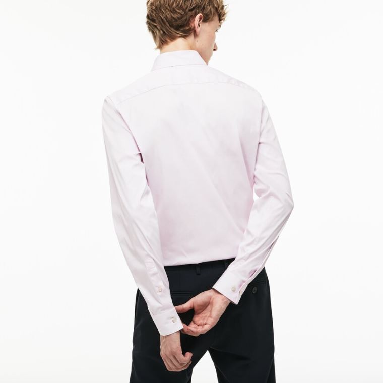 Lacoste Slim Fit Stretch Bomulds Poplin Shirt Lyserød | EKSKTTJx