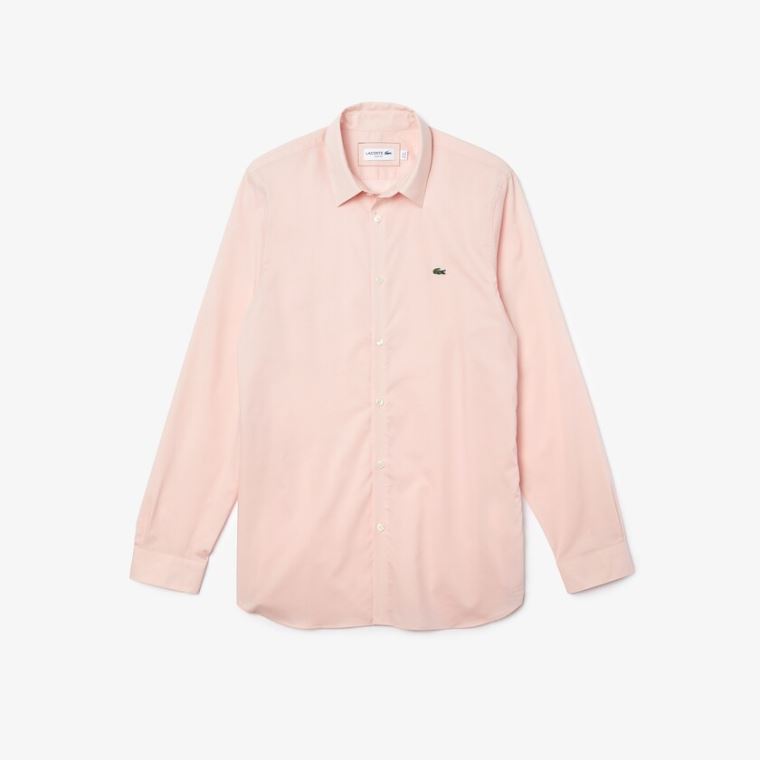 Lacoste Slim Fit Stretch Bomulds Poplin Shirt Lyselyserød | b59knNCf