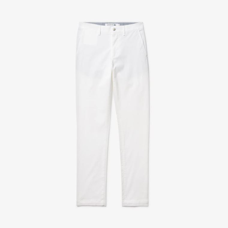 Lacoste Slim Fit Stretch Gabardine Chino Pants Hvide | po3wPEY7