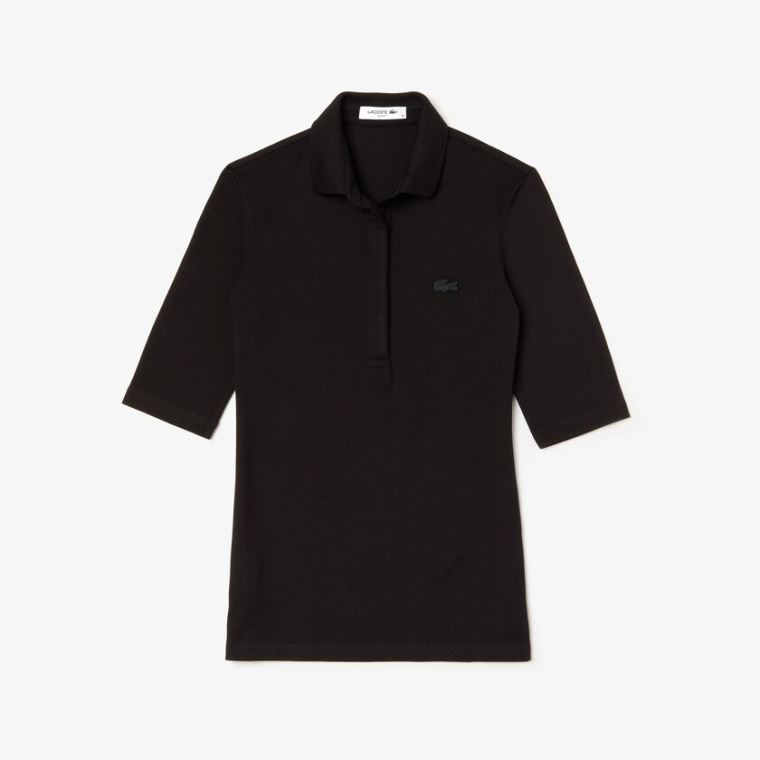 Lacoste Slim Fit Stretch Mini Piqué Polo Shirt Sort | NXtVHe3B