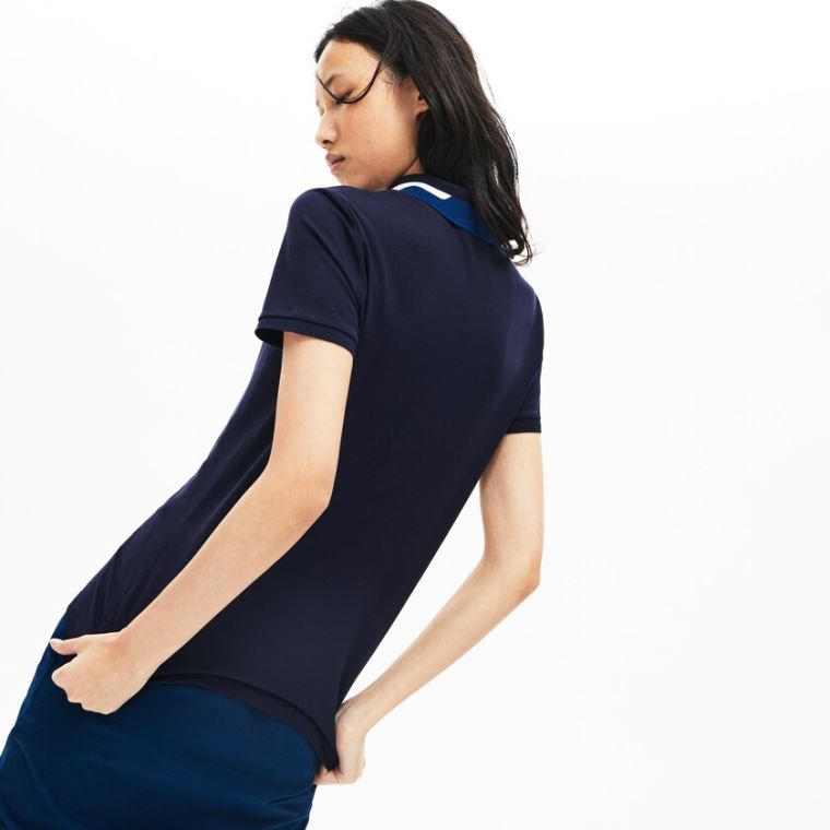 Lacoste Slim Fit Stretch Piqué Polo Shirt Mørkeblå Blå | aZU6cufz