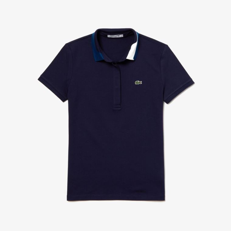 Lacoste Slim Fit Stretch Piqué Polo Shirt Mørkeblå Blå | aZU6cufz