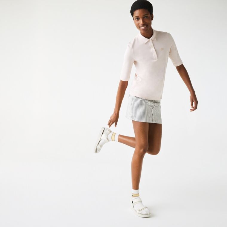 Lacoste Slim Fit Supple Bomulds Polo Lyselyserød | JTVivaWO