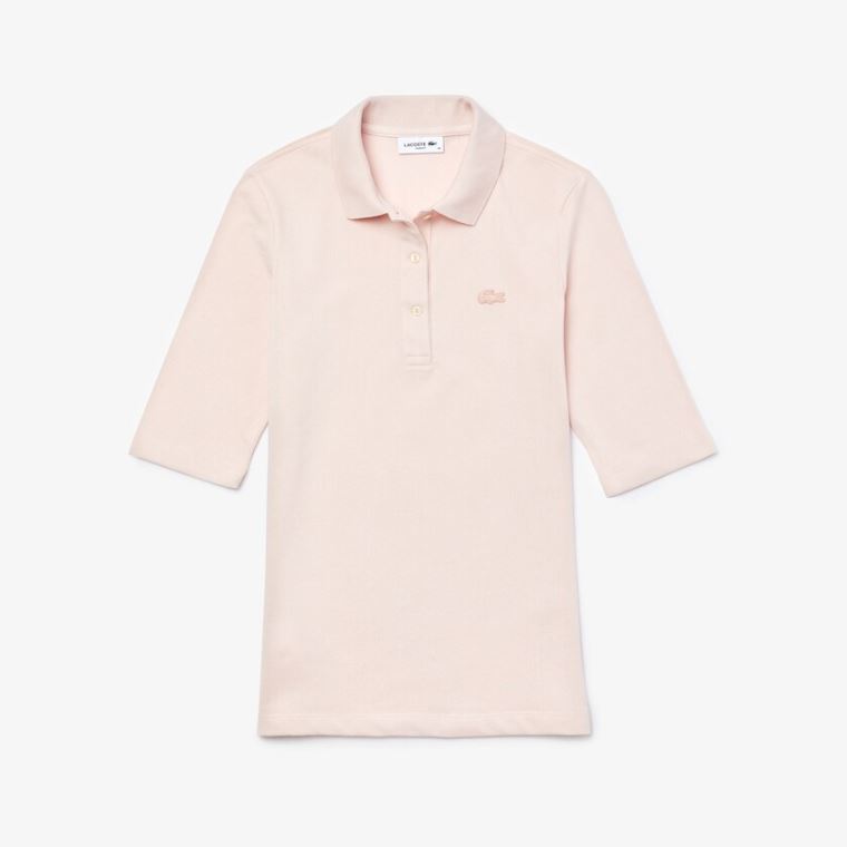 Lacoste Slim Fit Supple Bomulds Polo Lyselyserød | JTVivaWO